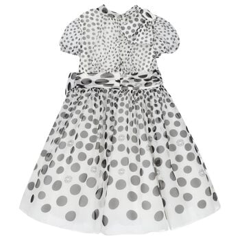 Girls White & Black Polka Dot Dress